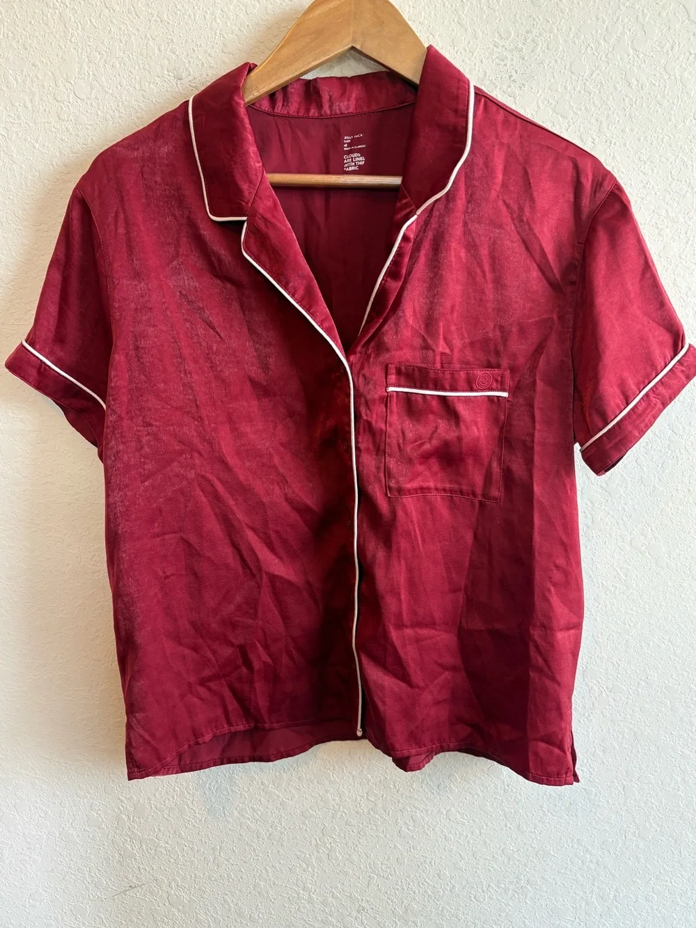 Gilly Hicks Red Satin Pajama Set with Contrast Piping Size Medium